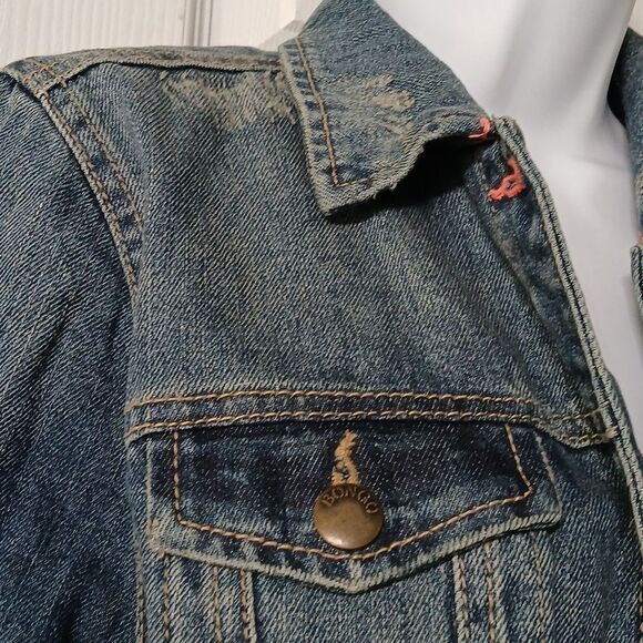 Bongo denim distressed jean denim jacket  Juniors Sz L - Picture 4 of 7